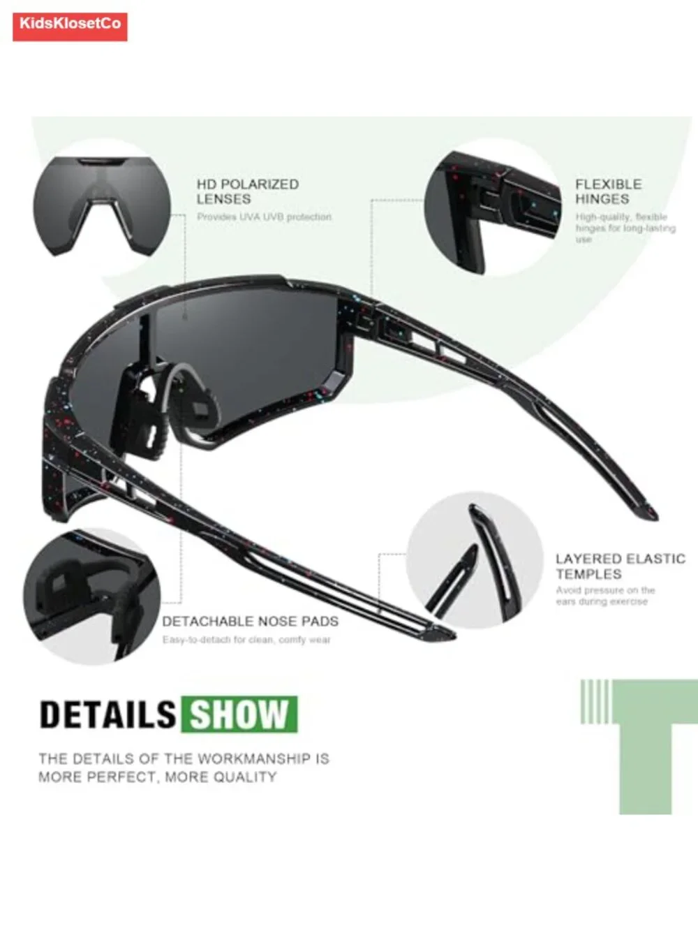 3 Pack Kids Polarized Sunglasses Youth Baseball Sports UV Protection Goggles
